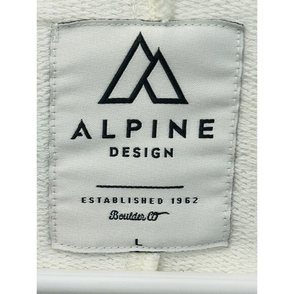 Alpine Design White Cropped Hoodie Womens L Full Zip Embroidered Logo Sweatshirt - Picture 4 of 4